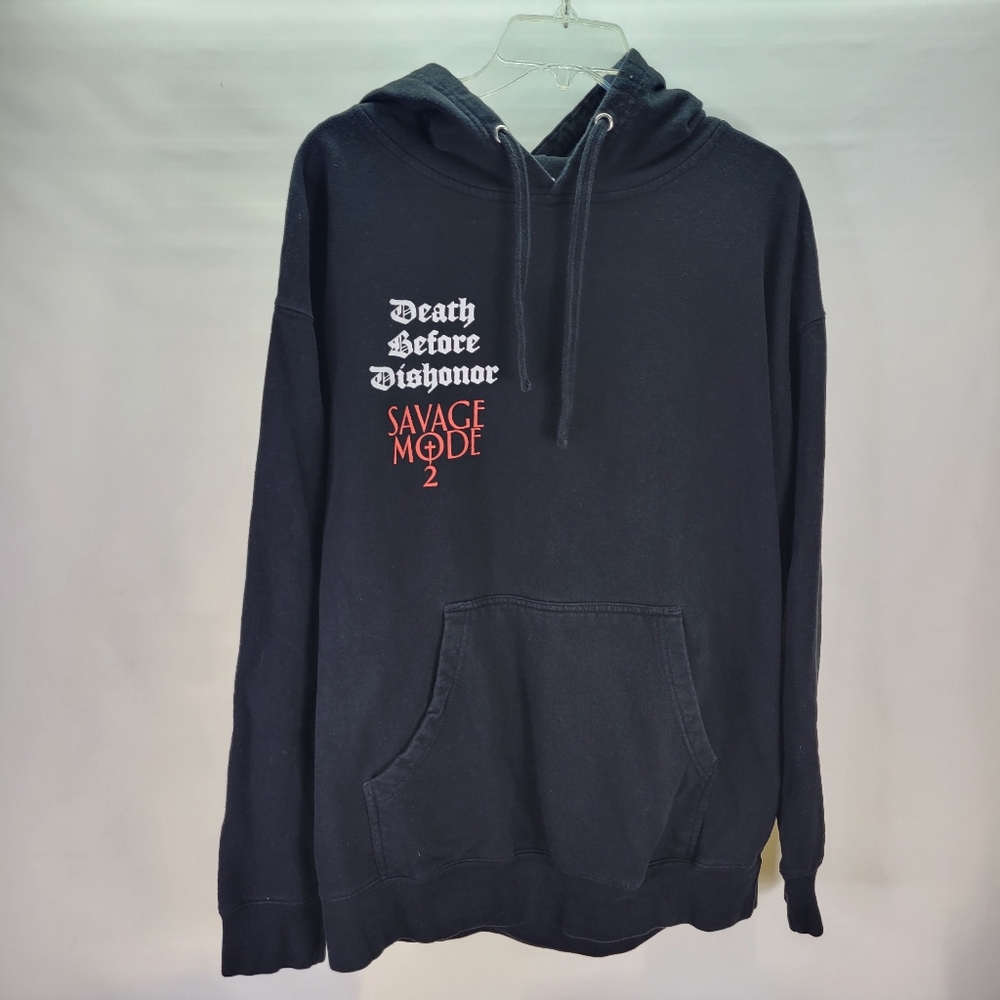Savage Mode 2 21 Savage Death Before Dishonor Black Red Hoodie Size Large